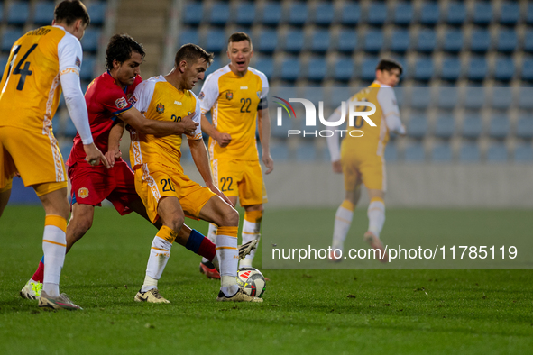 Players are in action during the UEFA Nations League 2024 - League phase - Matchday 4 match between Andorra and Moldova at Estadi Nacional d...