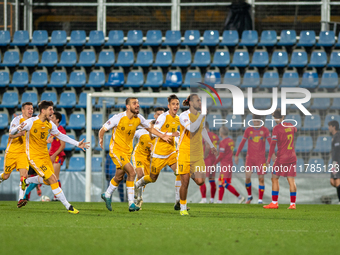 Moldova players celebrate after scoring a goal during the UEFA Nations League 2024 - League phase - Matchday 4 match between Andorra and Mol...