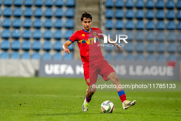 Joan Cervos of Andorra participates in the UEFA Nations League 2024 - League phase - Matchday 4 match between Andorra and Moldova at Estadi...