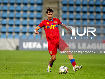 Joan Cervos of Andorra participates in the UEFA Nations League 2024 - League phase - Matchday 4 match between Andorra and Moldova at Estadi...