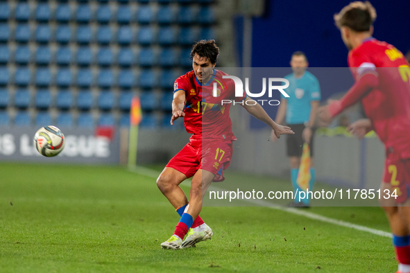 Joan Cervos of Andorra participates in the UEFA Nations League 2024 - League phase - Matchday 4 match between Andorra and Moldova at Estadi...