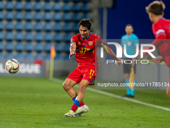 Joan Cervos of Andorra participates in the UEFA Nations League 2024 - League phase - Matchday 4 match between Andorra and Moldova at Estadi...