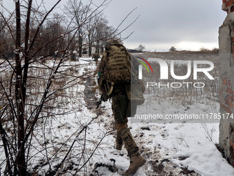 New soldiers of the 57th Otaman Kost Hordiienko Motorized Brigade practice assault skills in the Kharkiv region, Ukraine, on November 14, 20...