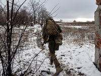 New soldiers of the 57th Otaman Kost Hordiienko Motorized Brigade practice assault skills in the Kharkiv region, Ukraine, on November 14, 20...