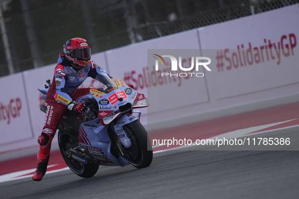 Marc Marquez (93) of Spain and Gresini Racing Moto GP Ducati during the race of the Motul Solidarity Grand Prix of Barcelona at Circuit de B...