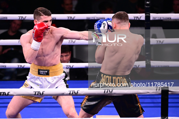 Francesco Faraoni and Ion Catarau fight during the pre-card match of TAF 7 at Allianz Cloud Milano in Milan, Italy, on November 16, 2024. 