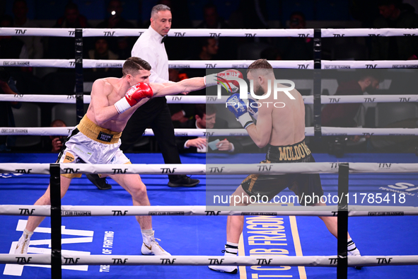 Francesco Faraoni and Ion Catarau fight during the pre-card match of TAF 7 at Allianz Cloud Milano in Milan, Italy, on November 16, 2024. 