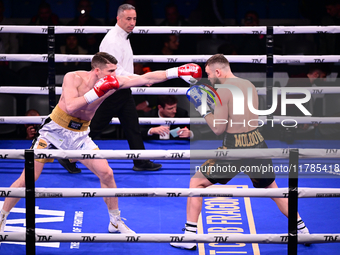 Francesco Faraoni and Ion Catarau fight during the pre-card match of TAF 7 at Allianz Cloud Milano in Milan, Italy, on November 16, 2024. (