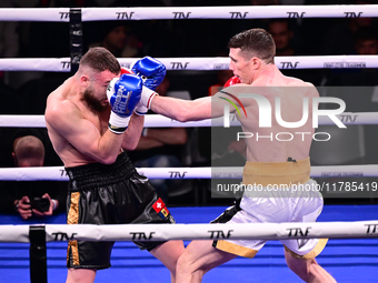 Francesco Faraoni and Ion Catarau fight during the pre-card match of TAF 7 at Allianz Cloud Milano in Milan, Italy, on November 16, 2024. (