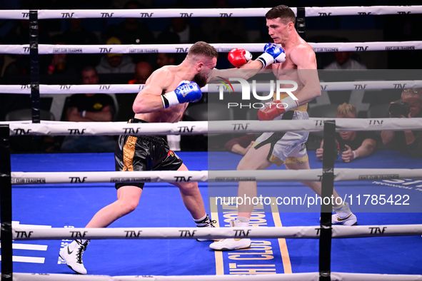 Francesco Faraoni and Ion Catarau fight during the pre-card match of TAF 7 at Allianz Cloud Milano in Milan, Italy, on November 16, 2024. 