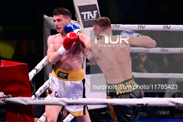 Francesco Faraoni and Ion Catarau fight during the pre-card match of TAF 7 at Allianz Cloud Milano in Milan, Italy, on November 16, 2024. 