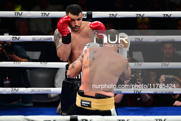 Mohamed El Maghraby and Luca Spadaccini fight during the pre-card match of TAF 7 at Allianz Cloud Milano in Milan, Italy, on November 16, 20...