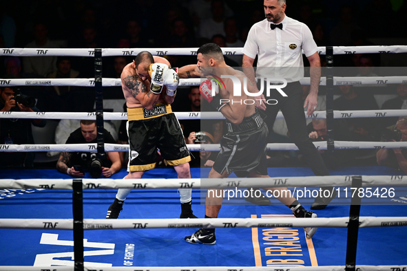 Mohamed El Maghraby and Luca Spadaccini fight during the pre-card match of TAF 7 at Allianz Cloud Milano in Milan, Italy, on November 16, 20...