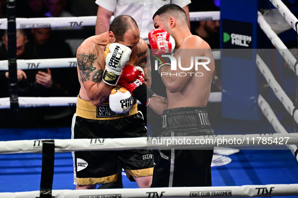 Mohamed El Maghraby and Luca Spadaccini fight during the pre-card match of TAF 7 at Allianz Cloud Milano in Milan, Italy, on November 16, 20...