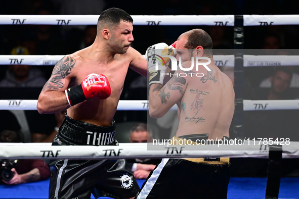 Mohamed El Maghraby and Luca Spadaccini fight during the pre-card match of TAF 7 at Allianz Cloud Milano in Milan, Italy, on November 16, 20...