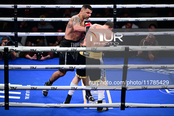 Mohamed El Maghraby and Luca Spadaccini fight during the pre-card match of TAF 7 at Allianz Cloud Milano in Milan, Italy, on November 16, 20...