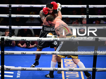 Mohamed El Maghraby and Luca Spadaccini fight during the pre-card match of TAF 7 at Allianz Cloud Milano in Milan, Italy, on November 16, 20...