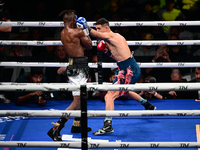 Francesco Paparo and Mohamed Diallo fight during the match for the Italian super featherweight title at TAF 7 at Allianz Cloud Milano in Mil...