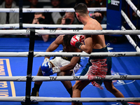 Francesco Paparo and Mohamed Diallo fight during the match for the Italian super featherweight title at TAF 7 at Allianz Cloud Milano in Mil...