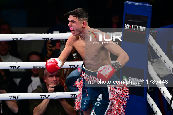 Francesco Paparo and Mohamed Diallo fight during the match for the Italian super featherweight title at TAF 7 at Allianz Cloud Milano in Mil...