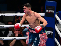 Francesco Paparo and Mohamed Diallo fight during the match for the Italian super featherweight title at TAF 7 at Allianz Cloud Milano in Mil...