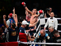 Francesco Paparo and Mohamed Diallo fight during the match for the Italian super featherweight title at TAF 7 at Allianz Cloud Milano in Mil...