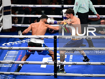 Jonathan Kogasso and Roberto Lizzi fight during the match for the Italian light heavyweight title at TAF 7 at Allianz Cloud Milano in Milan,...