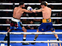 Jonathan Kogasso and Roberto Lizzi fight during the match for the Italian light heavyweight title at TAF 7 at Allianz Cloud Milano in Milan,...