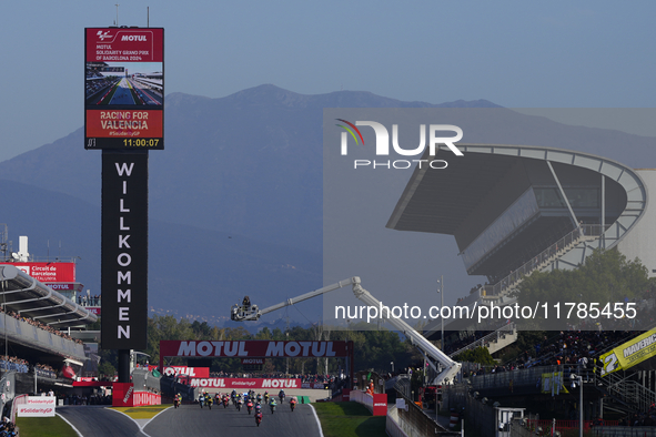 Star of Moto3 race during the race of the Motul Solidarity Grand Prix of Barcelona at Circuit de Barcelona-Catalunya on November 17, 2024 in...