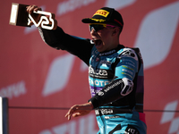 David Alonso (80) of Colombia and CFMoto Gaviota Aspar Team celebrates the victory after the race of the Motul Solidarity Grand Prix of Barc...