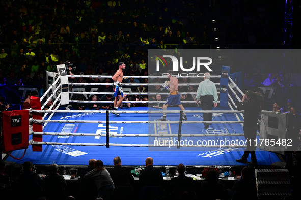 Jonathan Kogasso and Roberto Lizzi fight during the match for the Italian light heavyweight title at TAF 7 at Allianz Cloud Milano in Milan,...