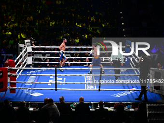 Jonathan Kogasso and Roberto Lizzi fight during the match for the Italian light heavyweight title at TAF 7 at Allianz Cloud Milano in Milan,...