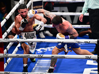 Jonathan Kogasso and Roberto Lizzi fight during the match for the Italian light heavyweight title at TAF 7 at Allianz Cloud Milano in Milan,...