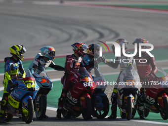 David Alonso (80) of Colombia and CFMoto Gaviota Aspar Team celebrates the victory after the race of the Motul Solidarity Grand Prix of Barc...