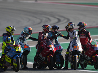 David Alonso (80) of Colombia and CFMoto Gaviota Aspar Team celebrates the victory after the race of the Motul Solidarity Grand Prix of Barc...