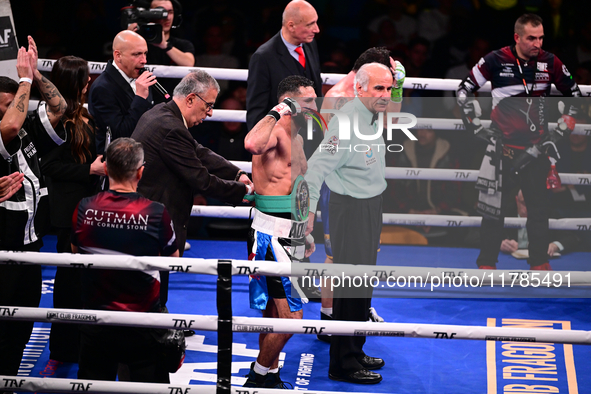 Jonathan Kogasso and Roberto Lizzi fight during the match for the Italian light heavyweight title at TAF 7 at Allianz Cloud Milano in Milan,...