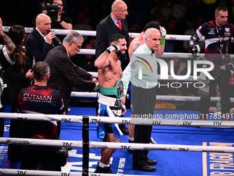 Jonathan Kogasso and Roberto Lizzi fight during the match for the Italian light heavyweight title at TAF 7 at Allianz Cloud Milano in Milan,...