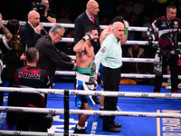 Jonathan Kogasso and Roberto Lizzi fight during the match for the Italian light heavyweight title at TAF 7 at Allianz Cloud Milano in Milan,...