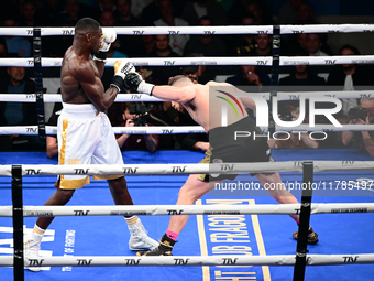 Jonathan Kogasso and Roberto Lizzi fight during the match for the Italian light heavyweight title at TAF 7 at Allianz Cloud Milano in Milan,...