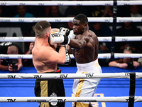 Jonathan Kogasso and Roberto Lizzi fight during the match for the Italian light heavyweight title at TAF 7 at Allianz Cloud Milano in Milan,...