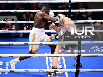 Jonathan Kogasso and Roberto Lizzi fight during the match for the Italian light heavyweight title at TAF 7 at Allianz Cloud Milano in Milan,...