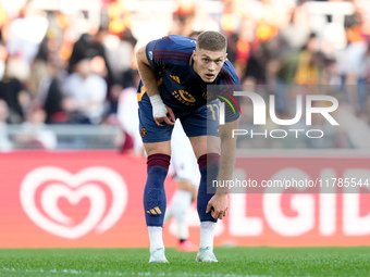 Artem Dovbyk of AS Roma looks on during the Serie A Enilive match between AS Roma and Bologna FC at Stadio Olimpico on November 10, 2024 in...