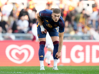 Artem Dovbyk of AS Roma looks on during the Serie A Enilive match between AS Roma and Bologna FC at Stadio Olimpico on November 10, 2024 in...