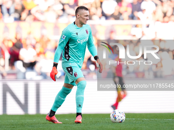 Lukasz Skorupski of Bologna FC during the Serie A Enilive match between AS Roma and Bologna FC at Stadio Olimpico on November 10, 2024 in Ro...