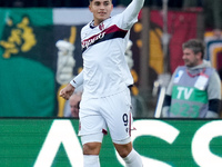 Santiago Castro of Bologna FC celebrates after scoring first goal during the Serie A Enilive match between AS Roma and Bologna FC at Stadio...