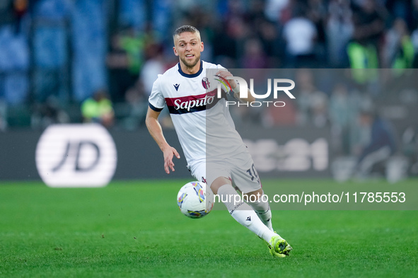 Jesper Karlsson of Bologna FC during the Serie A Enilive match between AS Roma and Bologna FC at Stadio Olimpico on November 10, 2024 in Rom...