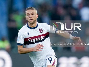 Jesper Karlsson of Bologna FC during the Serie A Enilive match between AS Roma and Bologna FC at Stadio Olimpico on November 10, 2024 in Rom...