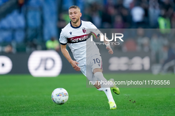 Jesper Karlsson of Bologna FC during the Serie A Enilive match between AS Roma and Bologna FC at Stadio Olimpico on November 10, 2024 in Rom...