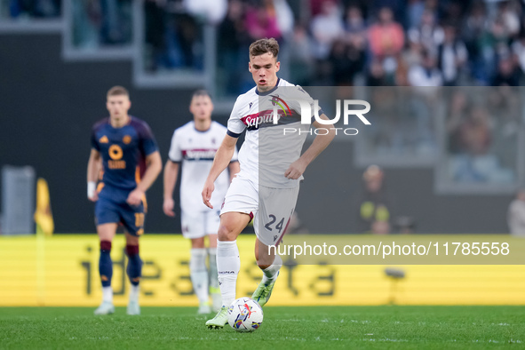 Thijs Dallinga of Bologna FC during the Serie A Enilive match between AS Roma and Bologna FC at Stadio Olimpico on November 10, 2024 in Rome...