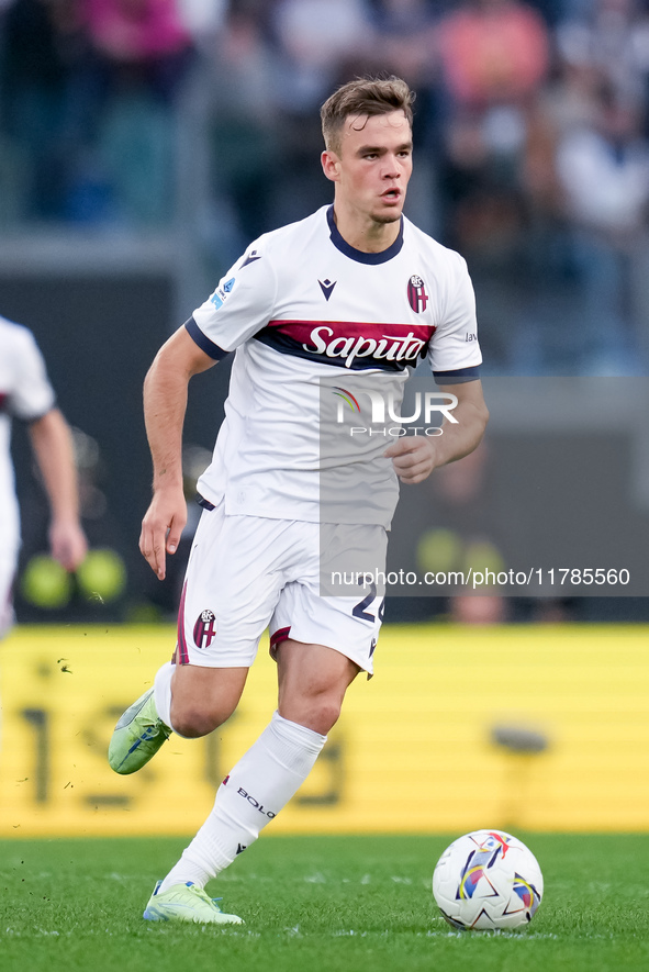 Thijs Dallinga of Bologna FC during the Serie A Enilive match between AS Roma and Bologna FC at Stadio Olimpico on November 10, 2024 in Rome...